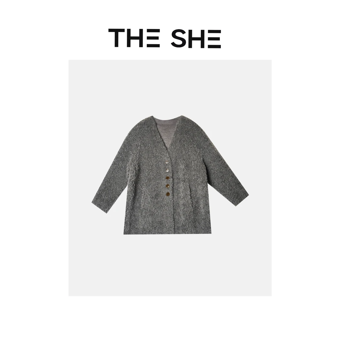 【LI·LI】『布鲁克林灰100羊毛外套』●百搭显瘦V领外套