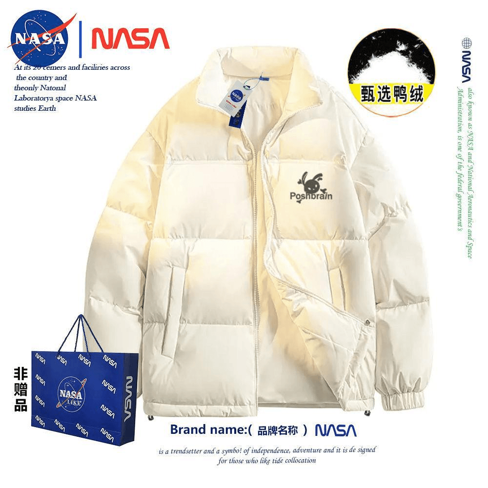 NASA联名羽绒服男冬季新款潮流时尚休闲立领宽松外套男保暖加厚