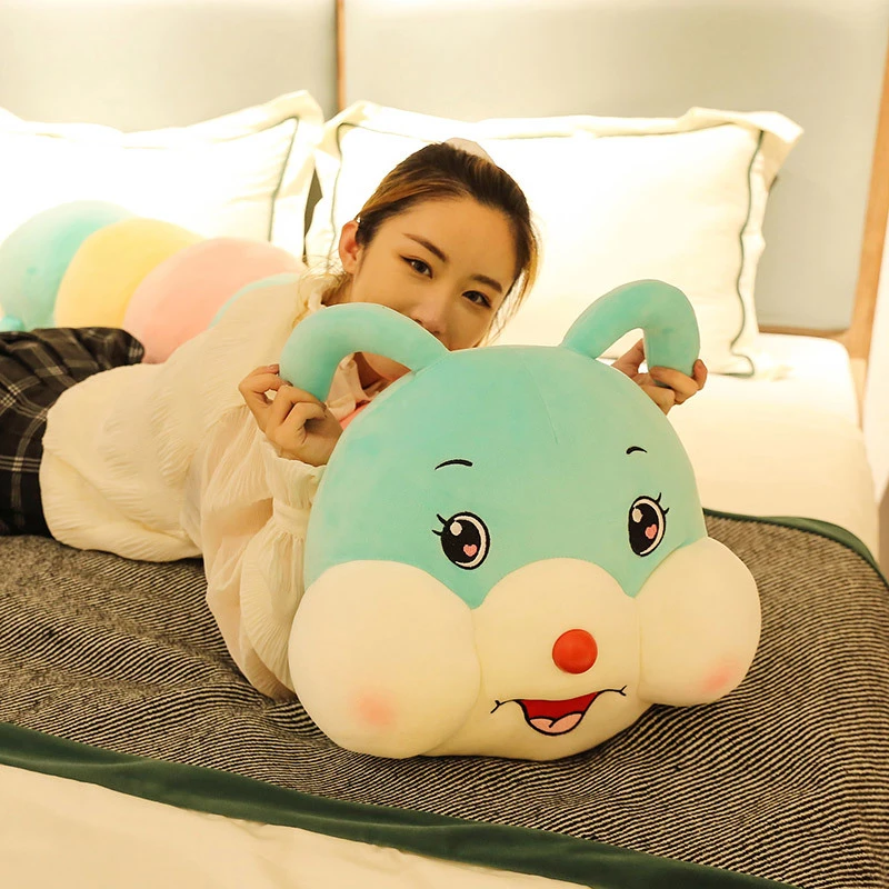 粉嘟嘟毛毛虫布娃娃玩偶玩具抱枕七夕情人节礼物睡觉可拆洗长条枕