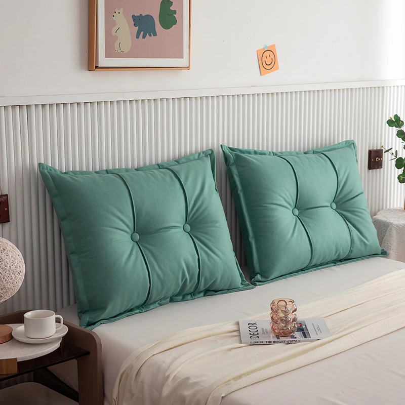 科技布软包靠垫可拆靠枕简约卧室靠背枕纯色长条方形长方形背靠枕