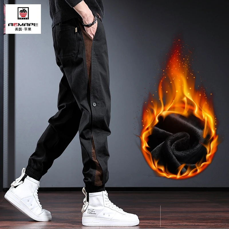苹果2025美式工装裤子男锥形休闲裤高端秋冬季黑色高端男运动裤子