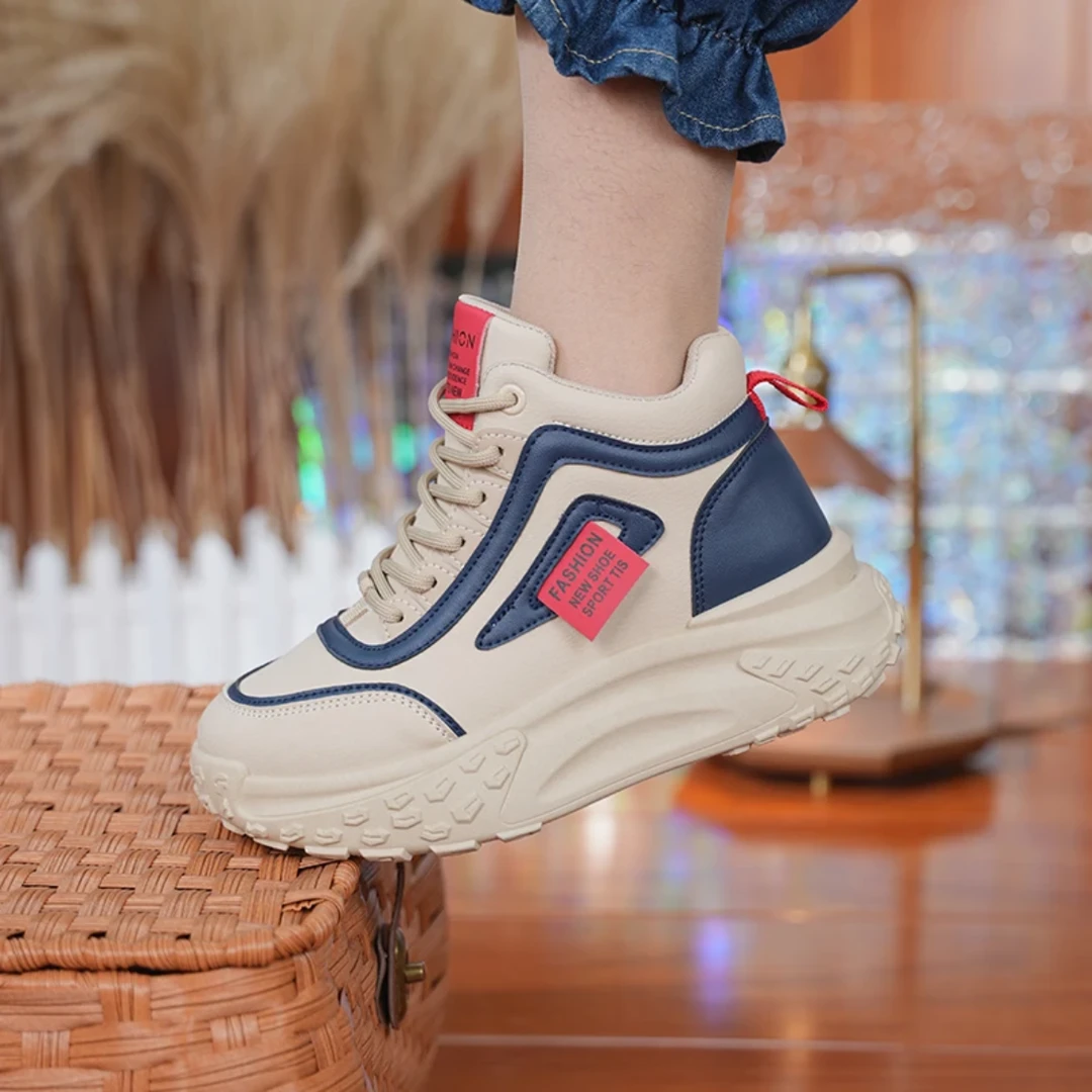 秋冬新款皮面高帮板鞋小白鞋百搭休闲鞋XW022