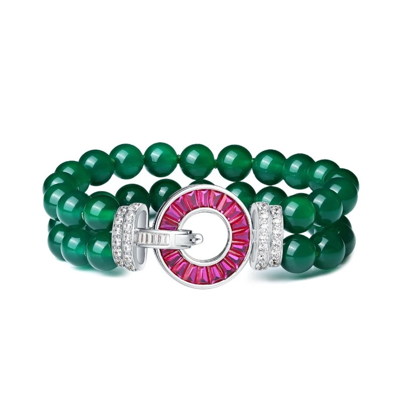 925银合成锆石手链 高碳钻卡家芭拉拉赫顿双排翠翠优雅手链