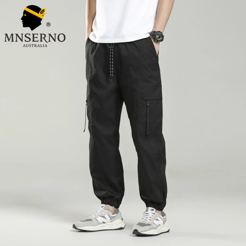 曼西尔奴男士潮流宽松耐磨抽绳百搭舒适多口袋束脚工装裤225241TM