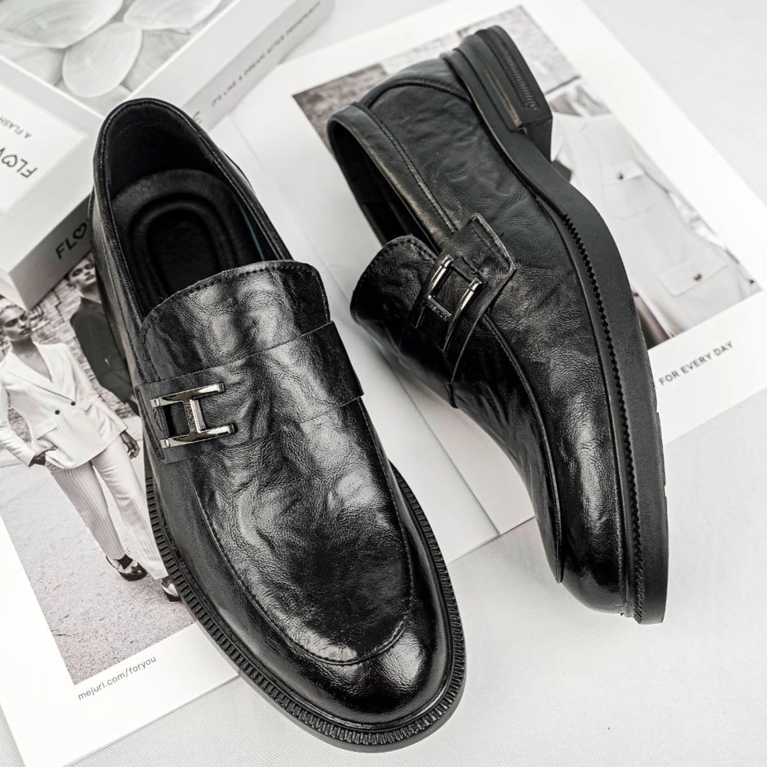 正品皮鞋男款爆款新款商务正装男士一脚蹬休闲百搭男鞋7716牛皮