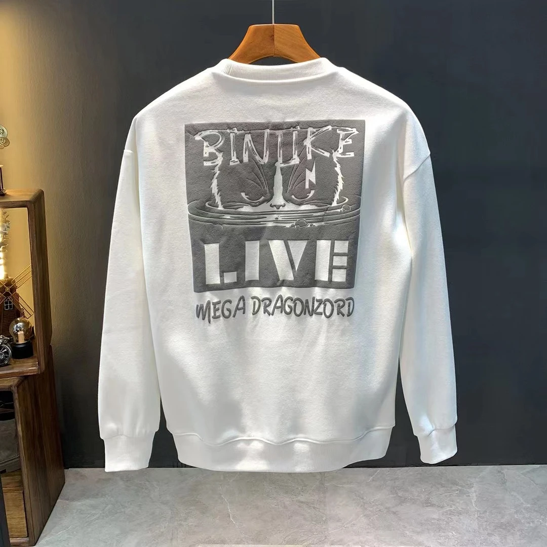 2024秋冬男款卫衣春秋ins高端印花宽松休闲套头圆领长袖T恤上衣男