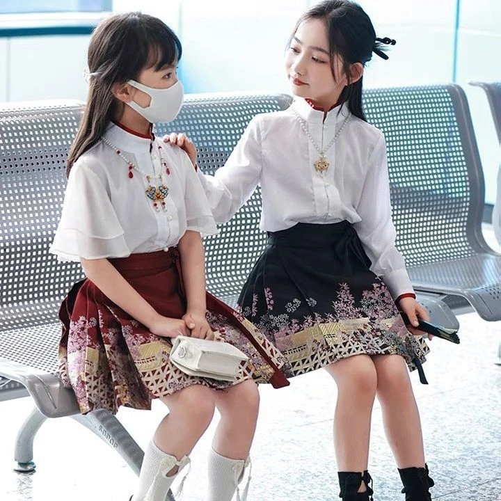 儿童汉服马面裙夏季薄款中国风公主裙可爱女童汉服短裙网红短款