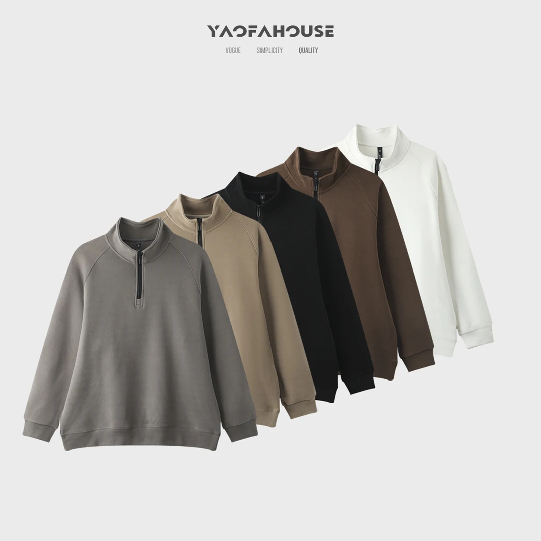 【半拉链双面绒冬季情侣卫衣】遥发服装半高领加厚休闲卫衣潮5005