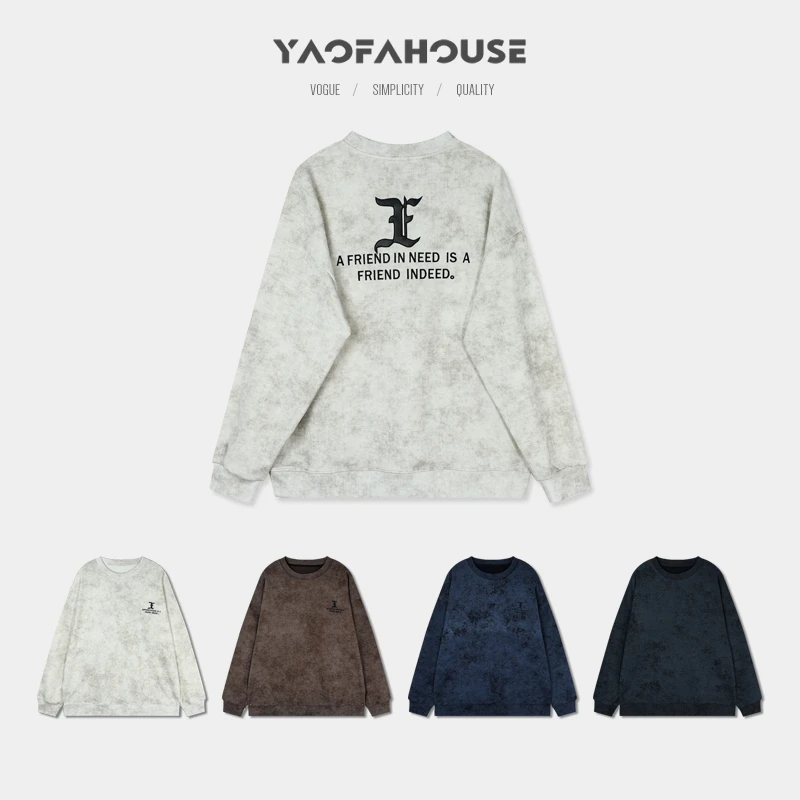 【美式扎染情侣卫衣】遥发服装长袖男秋季新款宽松休闲上衣潮15048