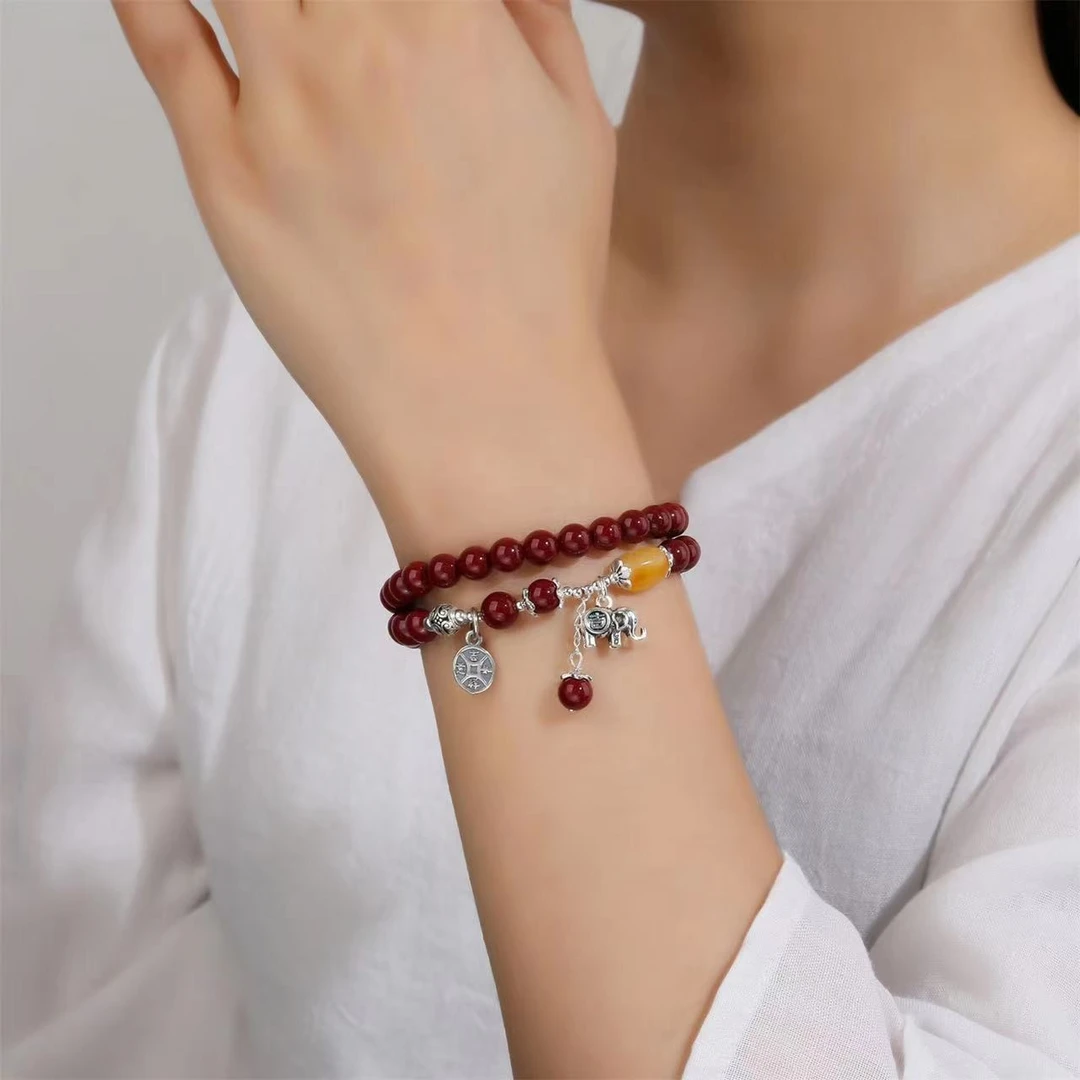 潮美派两圈手链铜钱吉祥如意轻奢百搭手链
