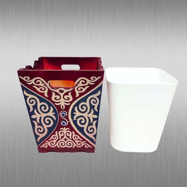 AKSARAY创意民族复古风家用厨房精致高档手工防滑印花创意垃圾桶