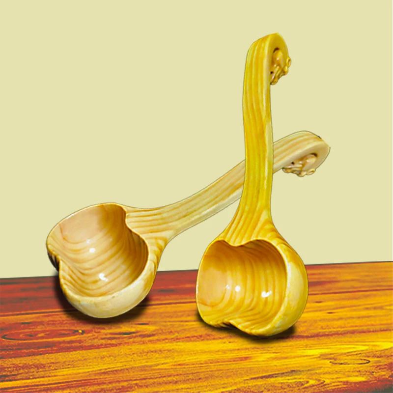 拉吾拉特色高颜值复古中式长柄手工家用创意马奶勺彩绘勺子手摇