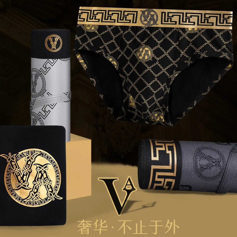 VA官方正品男士纯棉内裤透气修身三角裤印花大码短裤头奢华礼盒装