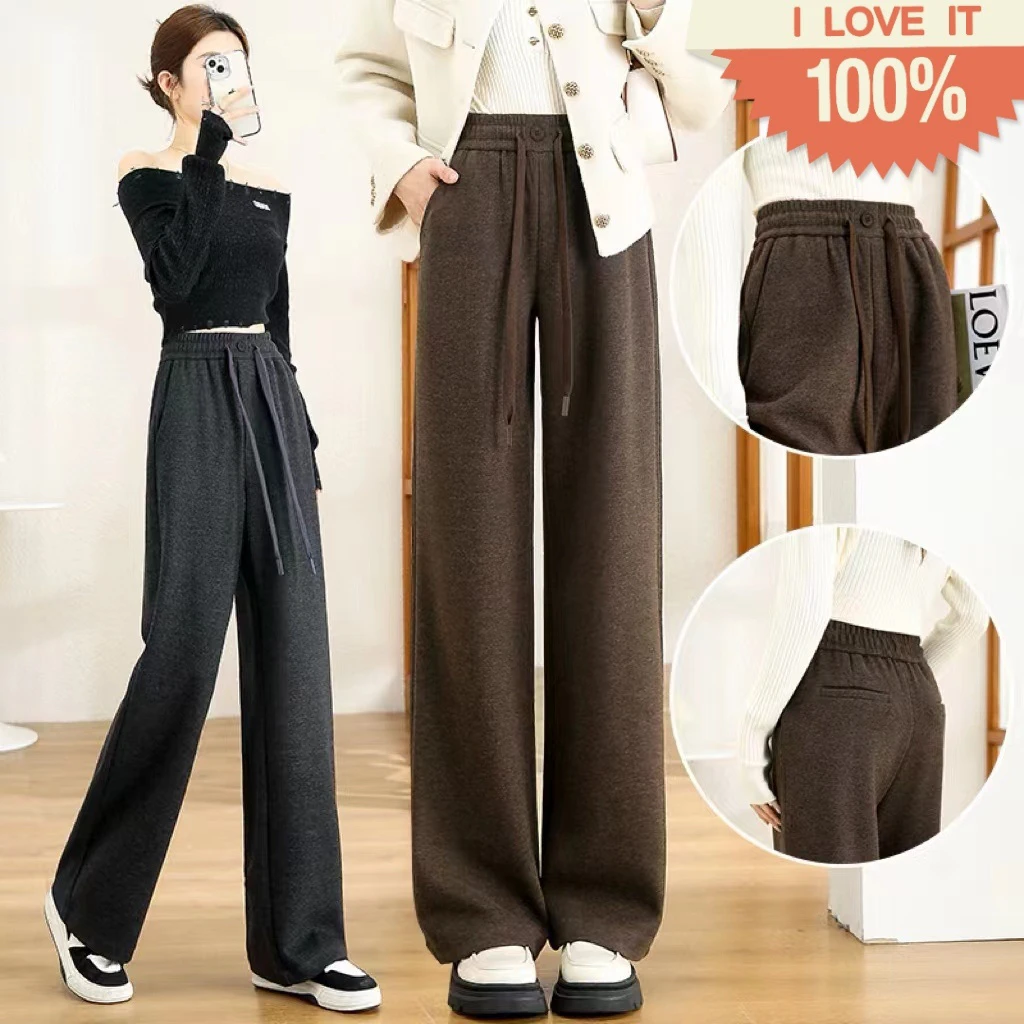 加绒加厚窄版直筒阔腿裤 8818 窄版阔腿裤直筒高腰显瘦宽松冬季