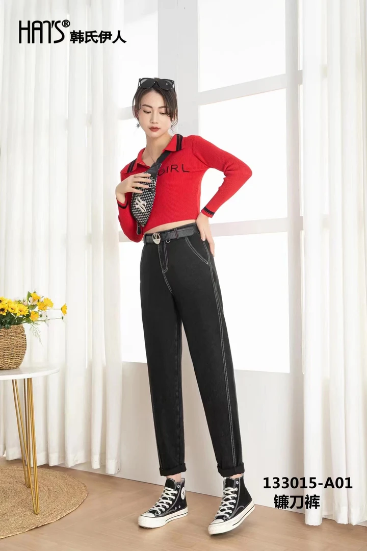 秋季女士休闲裤时尚老爹牛仔裤133015镰刀裤时尚百搭宽松修身潮流