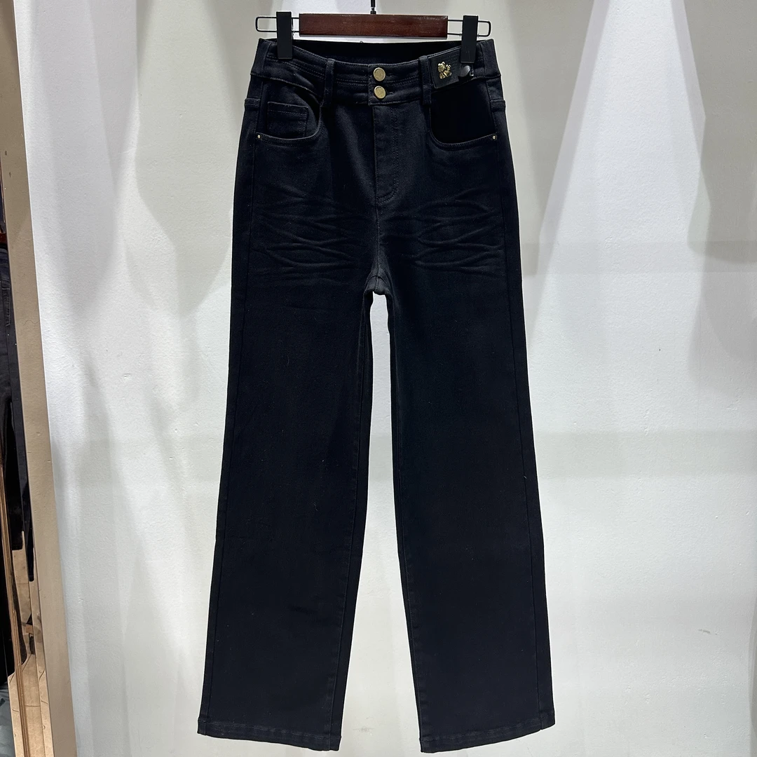 冬季7171女士窄版阔腿牛仔裤 窄版直筒阔腿裤百搭遮肉显瘦