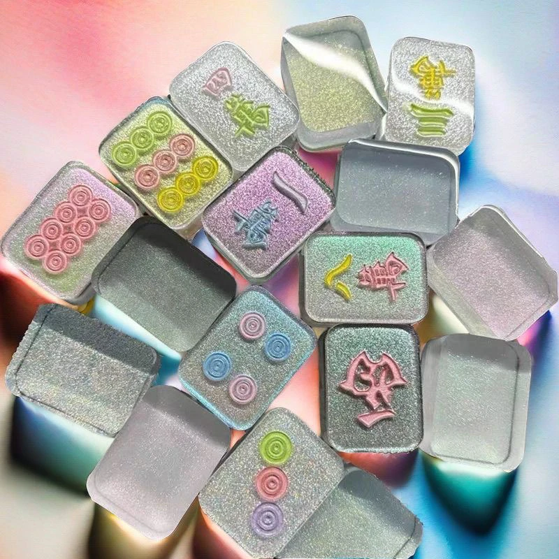 『主播代拆』星空爆闪人鱼姬卡通滴胶DIY麻将