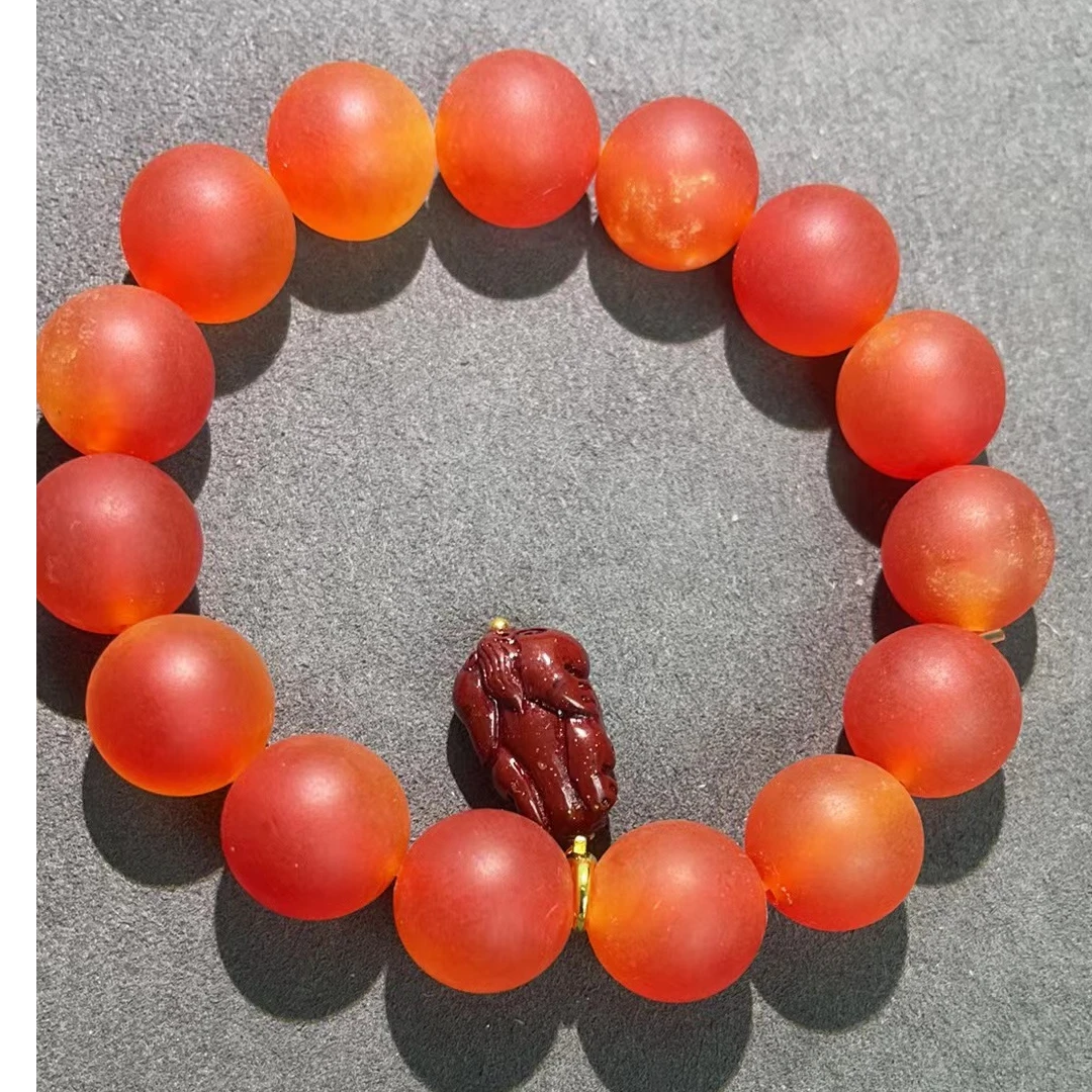 含辰砂工艺品a233 时尚精美鸡油红单圈朱砂貔貅吊坠