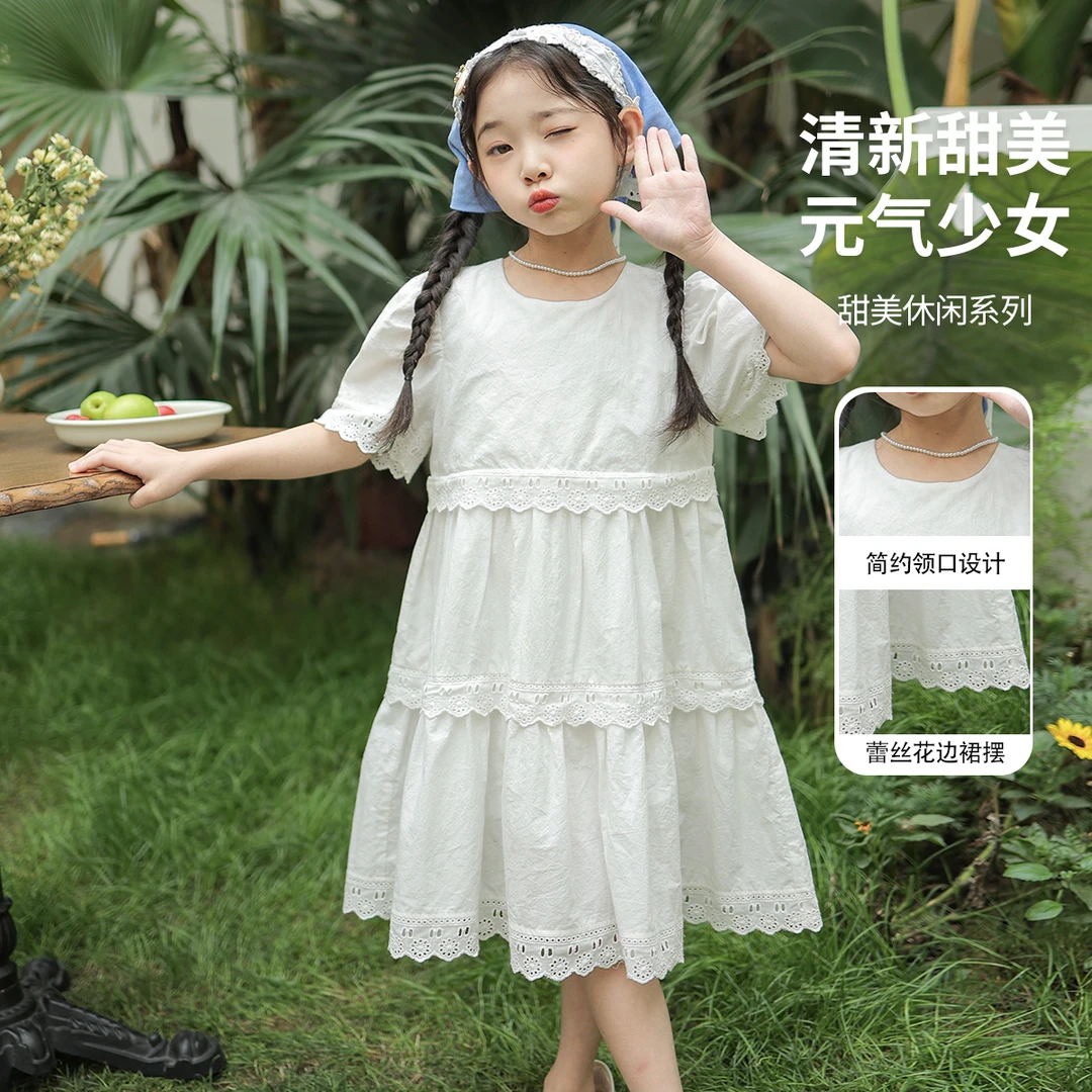 2024夏季新款洋气百搭纯棉公主裙中大童童装裙子L520208