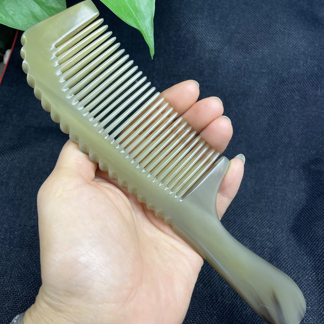 白水牛角手工梳子