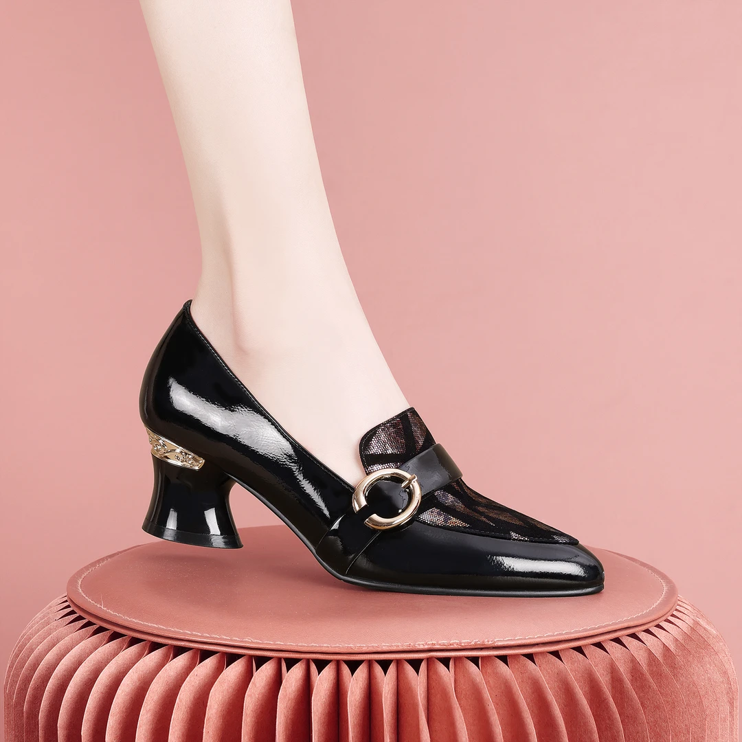 梵芮诗2024年平替好物新款秋季金属装饰时尚粗跟低跟单鞋-1517