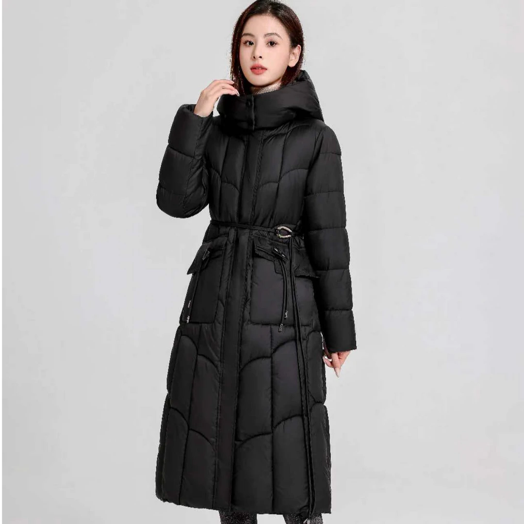 棉服606中长款长过膝大码女士2024冬季新款保暖修身百搭时尚棉服