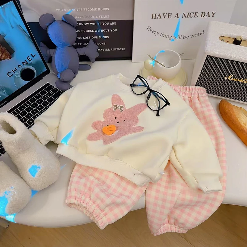 【加绒加厚】女童卡通卫衣套秋冬女宝新款宽松上衣洋气潮