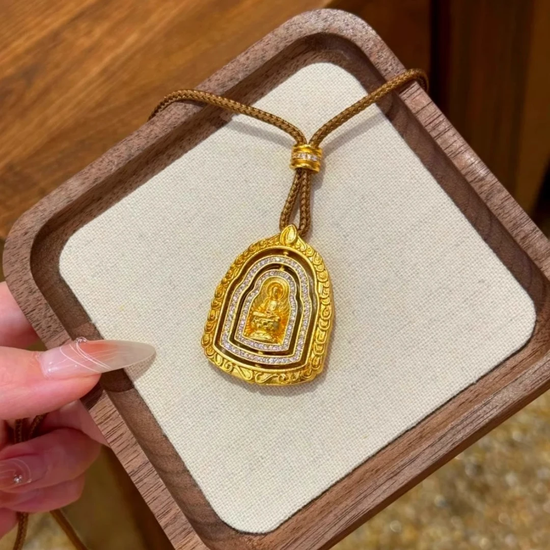 【明星同款】 【大日如来佛】旋转佛牌吊坠錾刻新中式项链