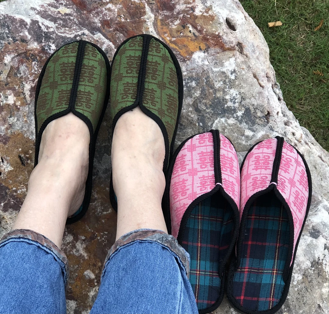 复古风家居包头拖鞋男女式家居拖鞋软底软面平底拖鞋