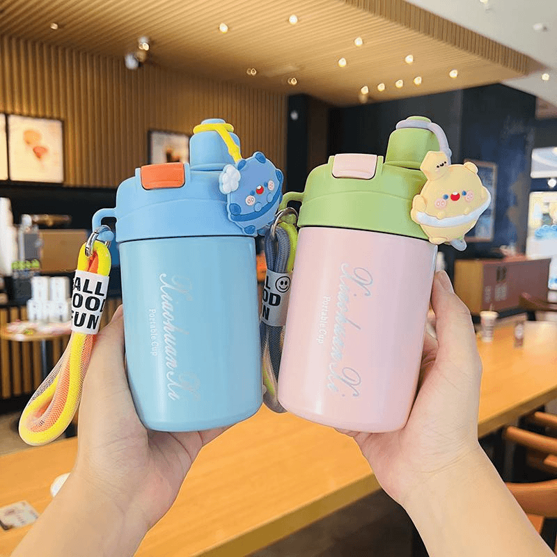 可爱女生316双饮口吸管保温杯子便携带提手高颜值学生大容量水杯