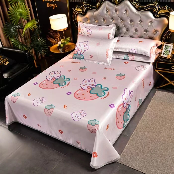 绒亿爱家纺   230*250新款印花冰丝凉席三件套