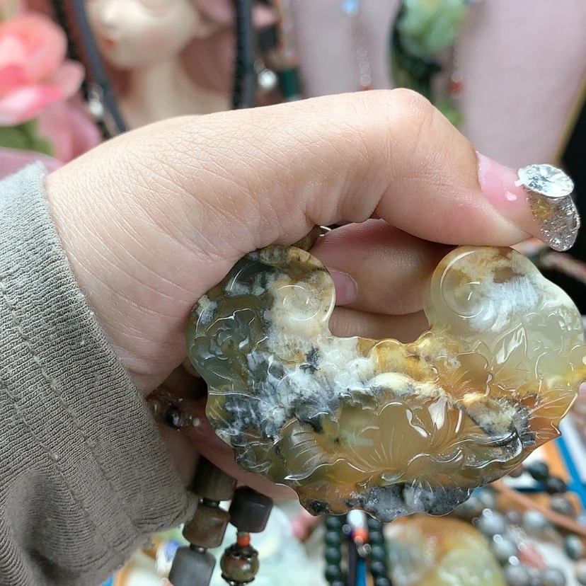 【闪购商品】蛇纹石玉吊坠合金下****猫