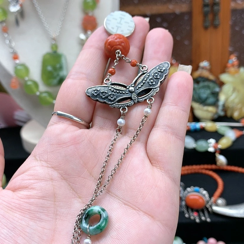 【闪购商品】蛇纹石玉吊坠合金光**落