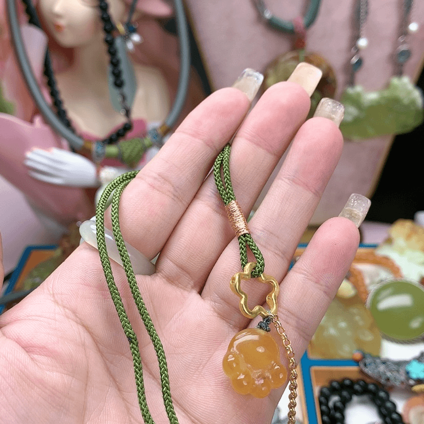 【闪购商品】蛇纹石玉吊坠合金七*