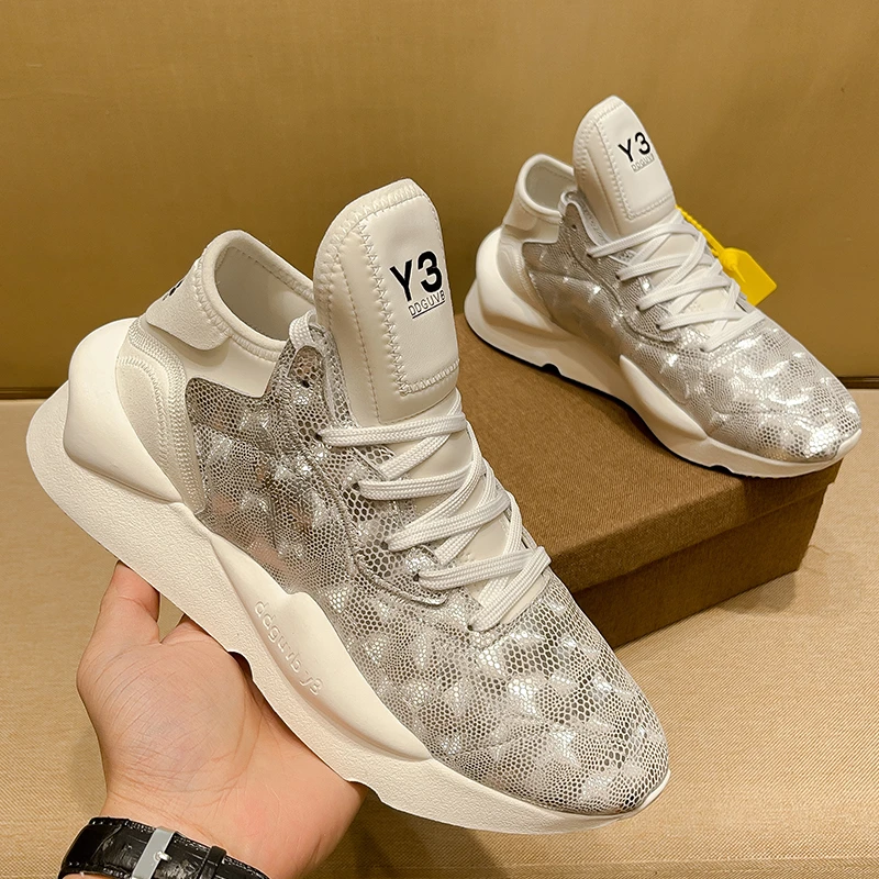 男士时尚百搭夏季飞织潮鞋男真皮运动休闲鞋2024秋冬新品潮流男鞋