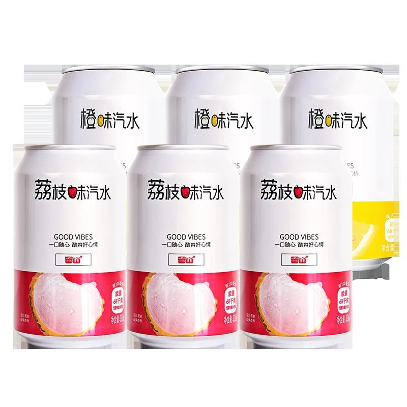 雪山荔枝味果汁饮品*罐果味碳酸饮料橙子汽水饮料整笋0g