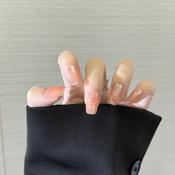 肉垫猫爪-花七七穿戴甲裸色温柔风仙女美甲ins风编号49