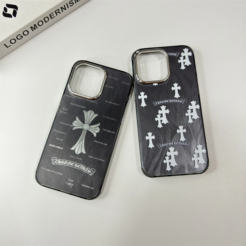 超酷克罗十字架苹果手机壳适用iPhone15promax潮牌14磨砂13全包壳