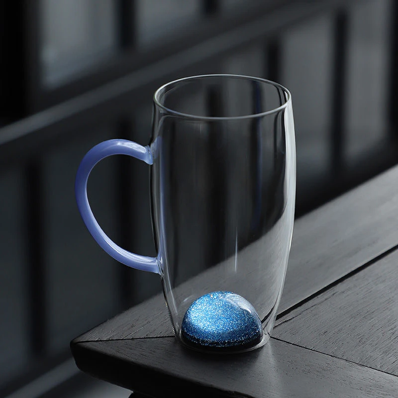 烟灰星空泡茶杯底部星辰灌底高档透明家用创意大容量绿茶杯喝水杯