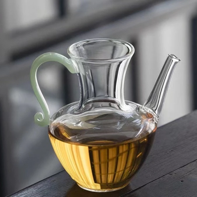惊鸿麒麟日式耐热绿把公道杯家用加厚复古简约大容量分茶带滤孔