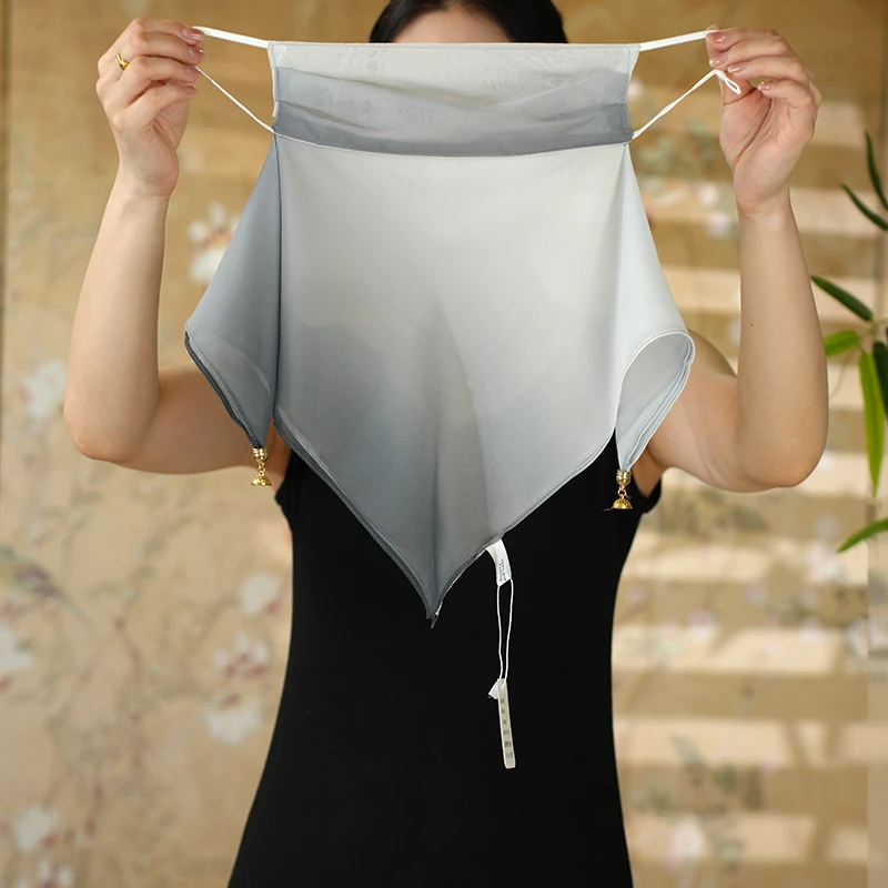 C643【渐变灰】夏防晒护颈面罩丝巾女防紫外线围脖薄透护脸多功能面