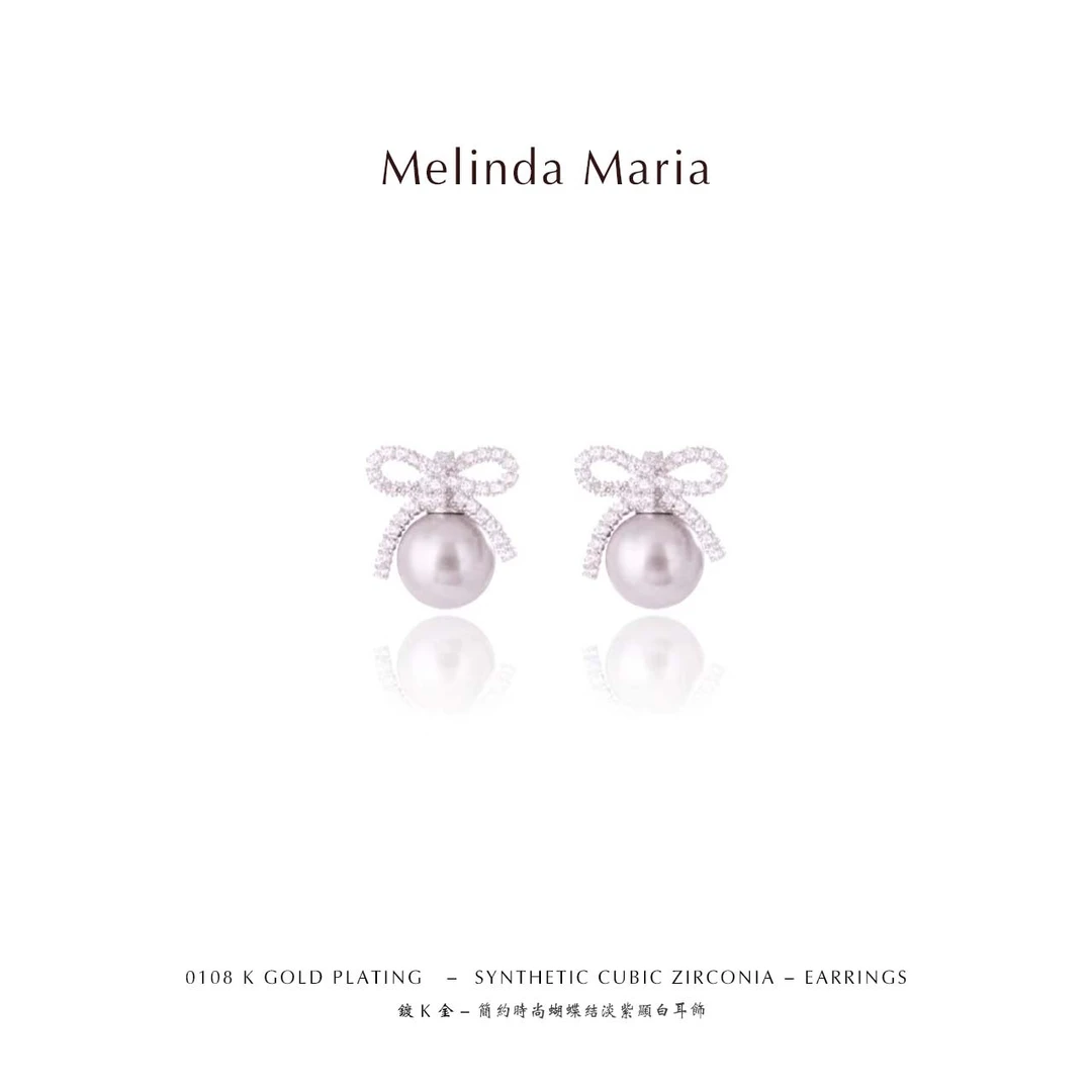 Melinda Maria 铜合金耳饰 【设计师】轻奢蝴蝶结淡紫显白耳钉108