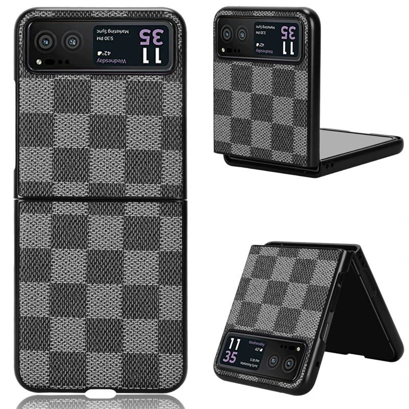 适用摩托罗拉Razr40手机壳razr格子纹保护套防摔大牌简约网红女士