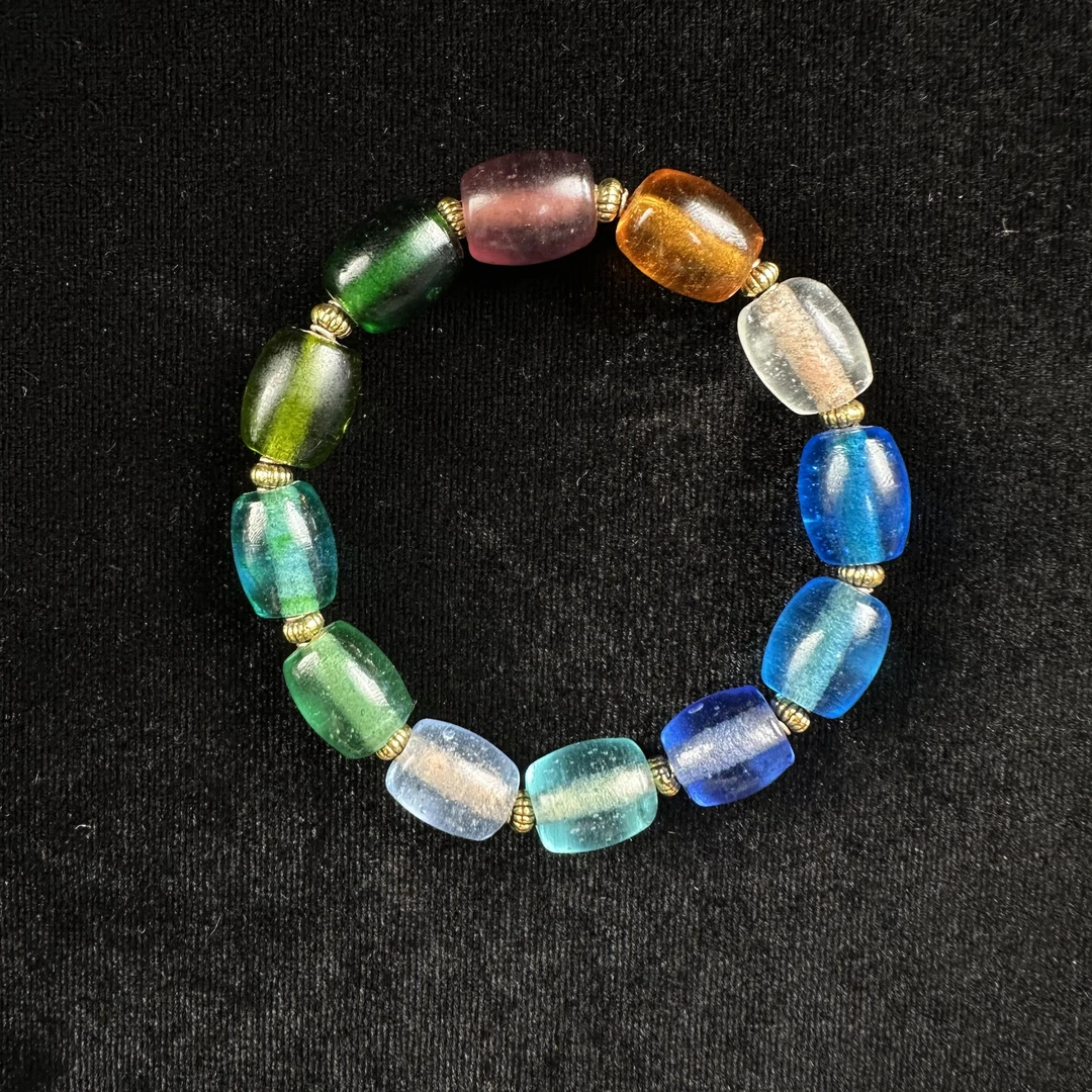 淄博【老琉璃多宝手串】约卡12mm老琉璃手串单圈气质时尚成品