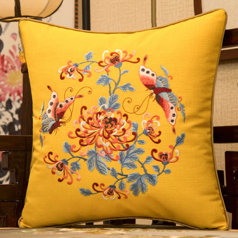中式新中式沙发抱枕中国风刺绣绣花靠垫红木沙发抱枕靠背均可定制