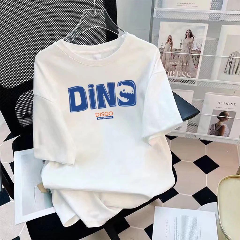 鲨鱼头 2024年男女同款情侣200克T恤夏季新品宽松纯棉印花短袖