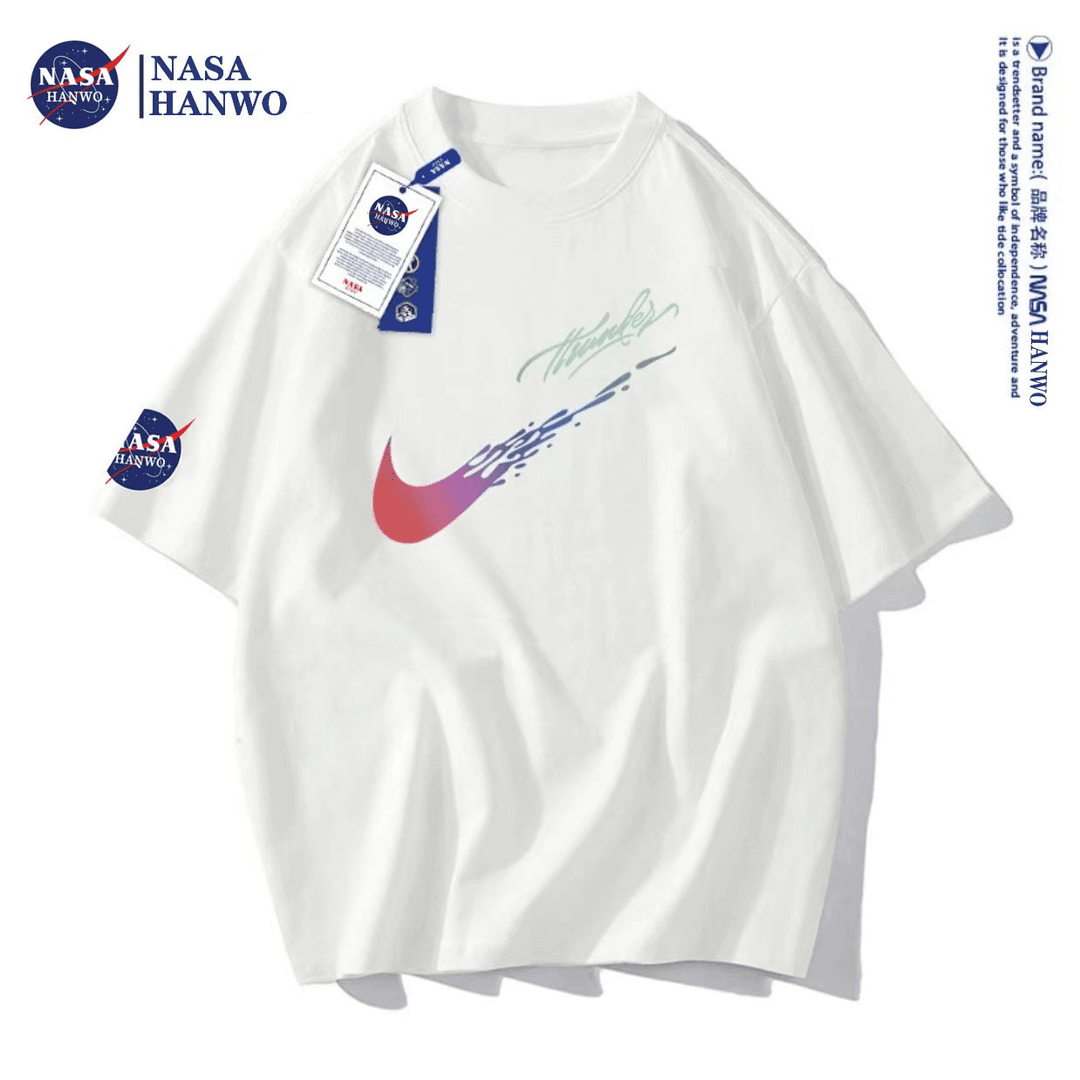 【体育官号专属】nasa短袖联名款男女款潮牌纯棉休闲T恤-波浪勾