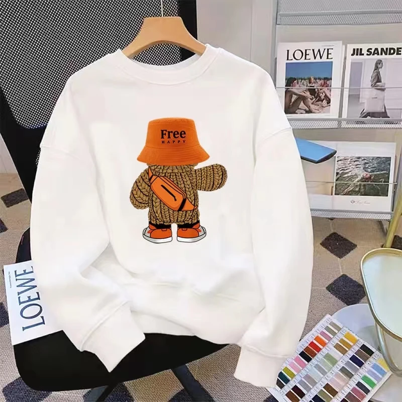 背影小熊  2023年新款纯棉男女同款秋冬情侣宽松圆领百搭卫衣潮流