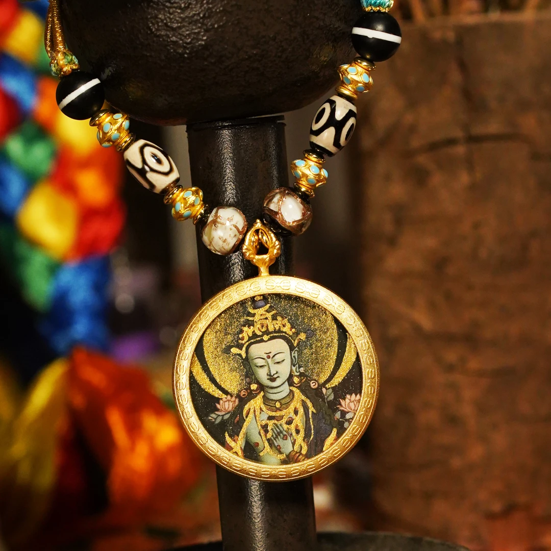 「臻藏·绿度」 艺术民族风彩绘文化吊坠脖挂