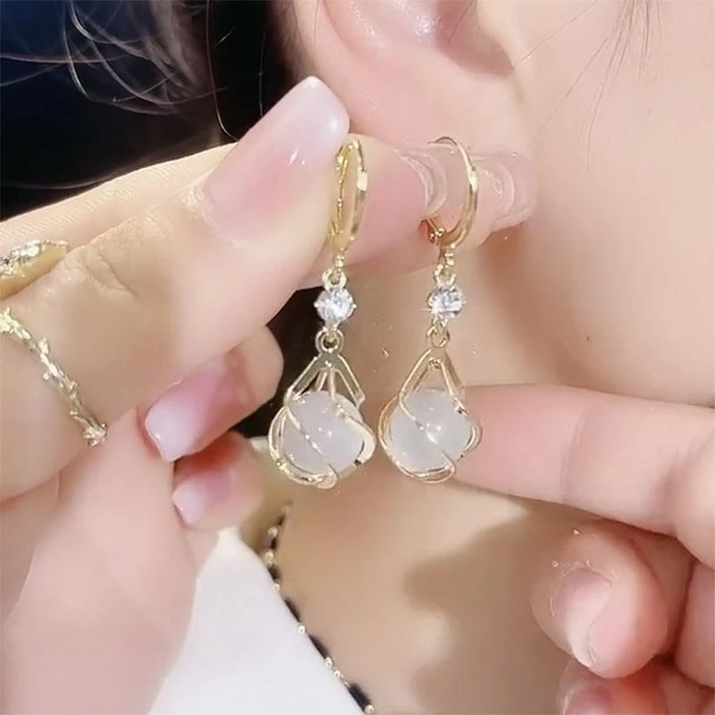 925银耳饰 高级感猫眼石耳扣耳饰小众设计大气网红时尚百搭耳环20